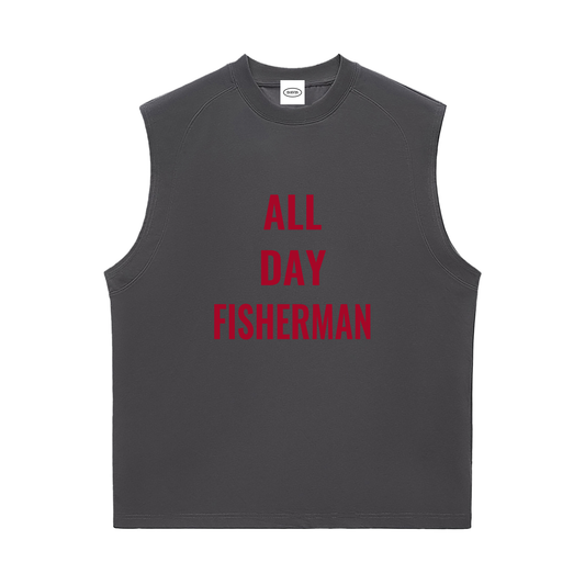 "All Day Fisherman" Tank Top (Dark Grey)