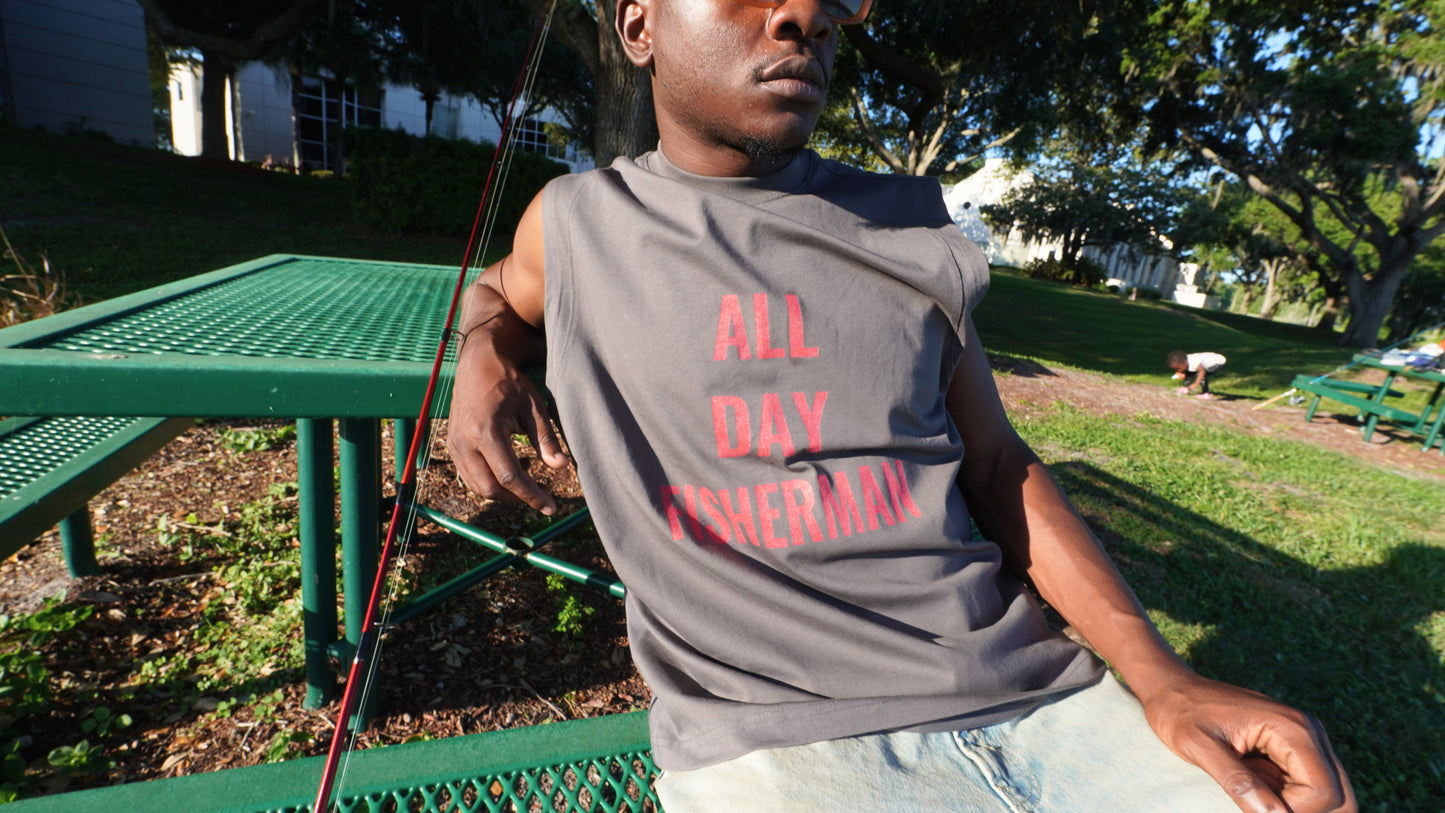 "All Day Fisherman" Tank Top (Dark Grey)